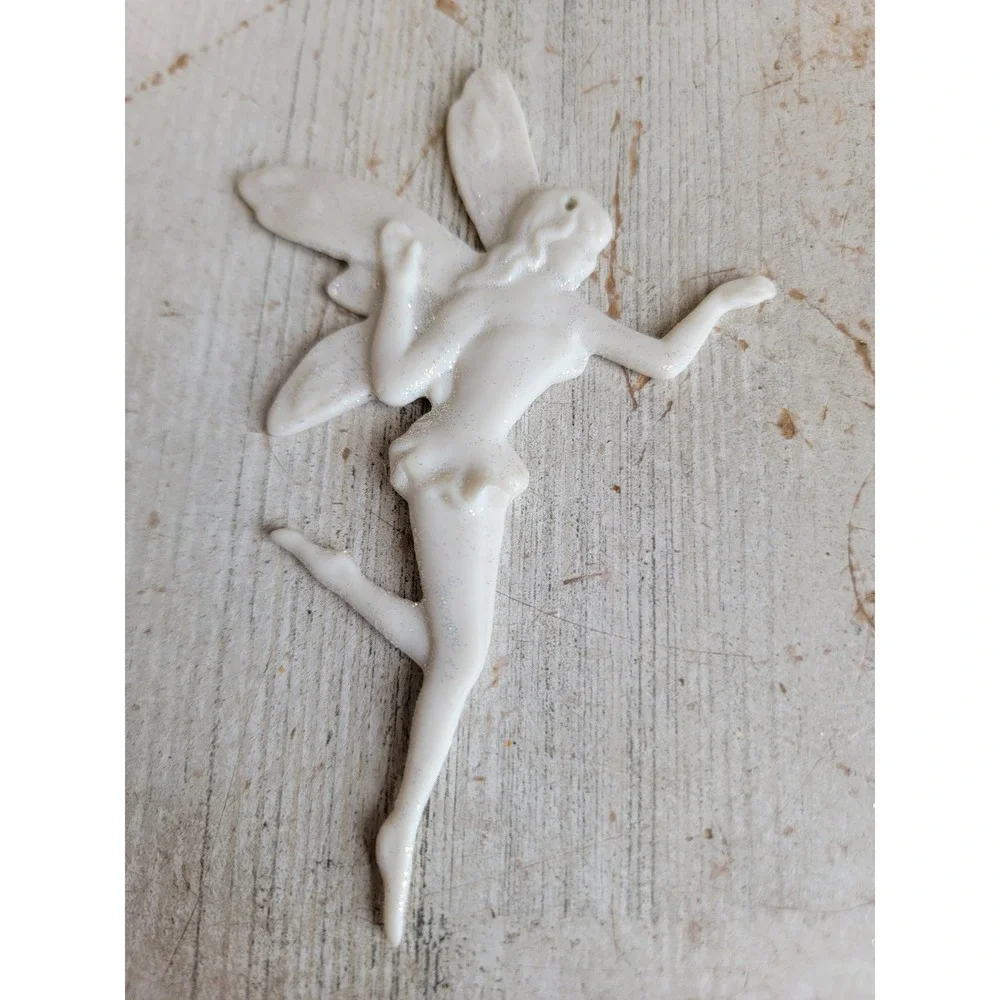 Vintage fairy white porcelain ornament Xmas elf pixie unique home decor figure